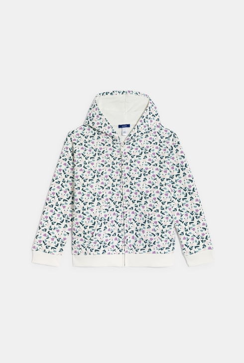 Sweat-shirt fleuri blanc Fille