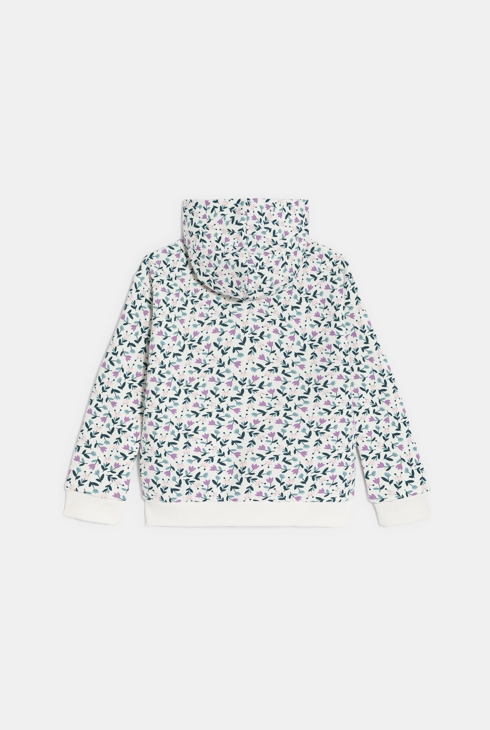 Sweat-shirt fleuri blanc Fille