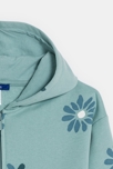 Sudadera con capucha motivo de flor verde niña 4