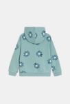 Sudadera con capucha motivo de flor verde niña 5