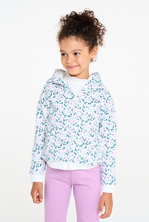 T-shirt bianca floreale per bambina 1