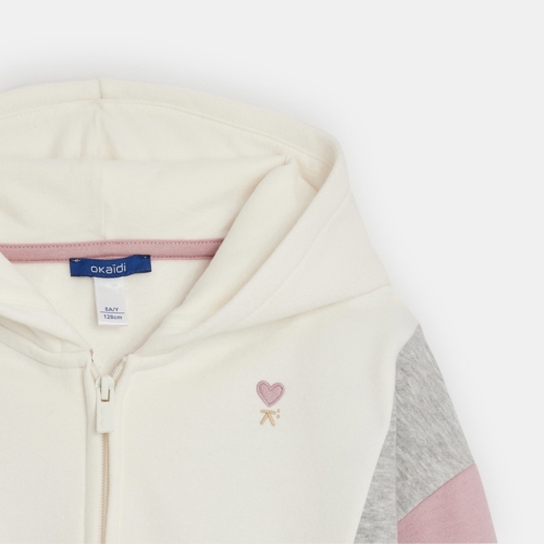 Girl's ecru zip-up hoodie Okaïdi & Obaïbi