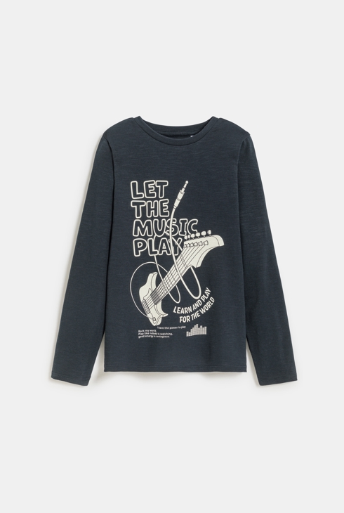 T-shirt music gris anthracite Garçon