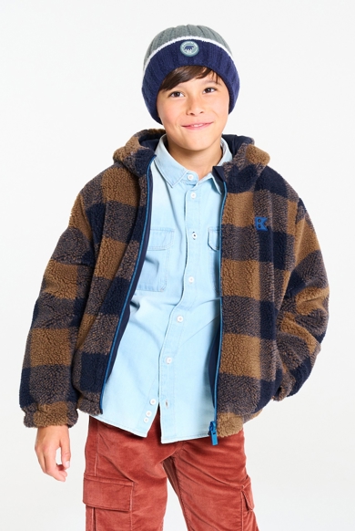 Blouson zippé réversible bleu marine Garçon
