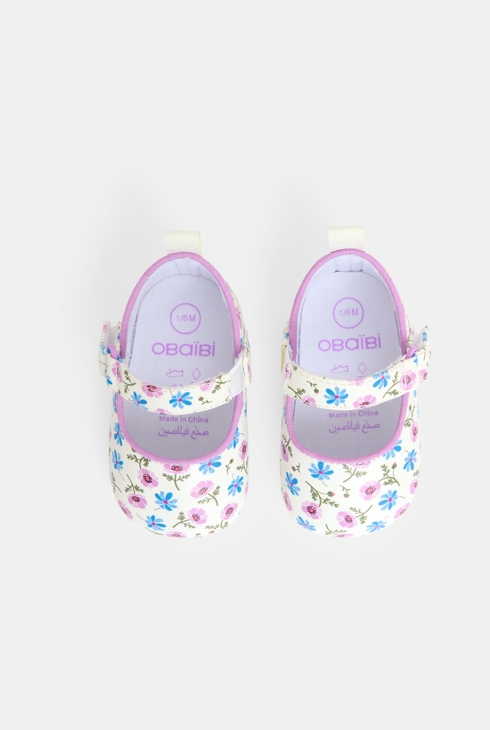 Ballerines en coton fleuri bébé fille