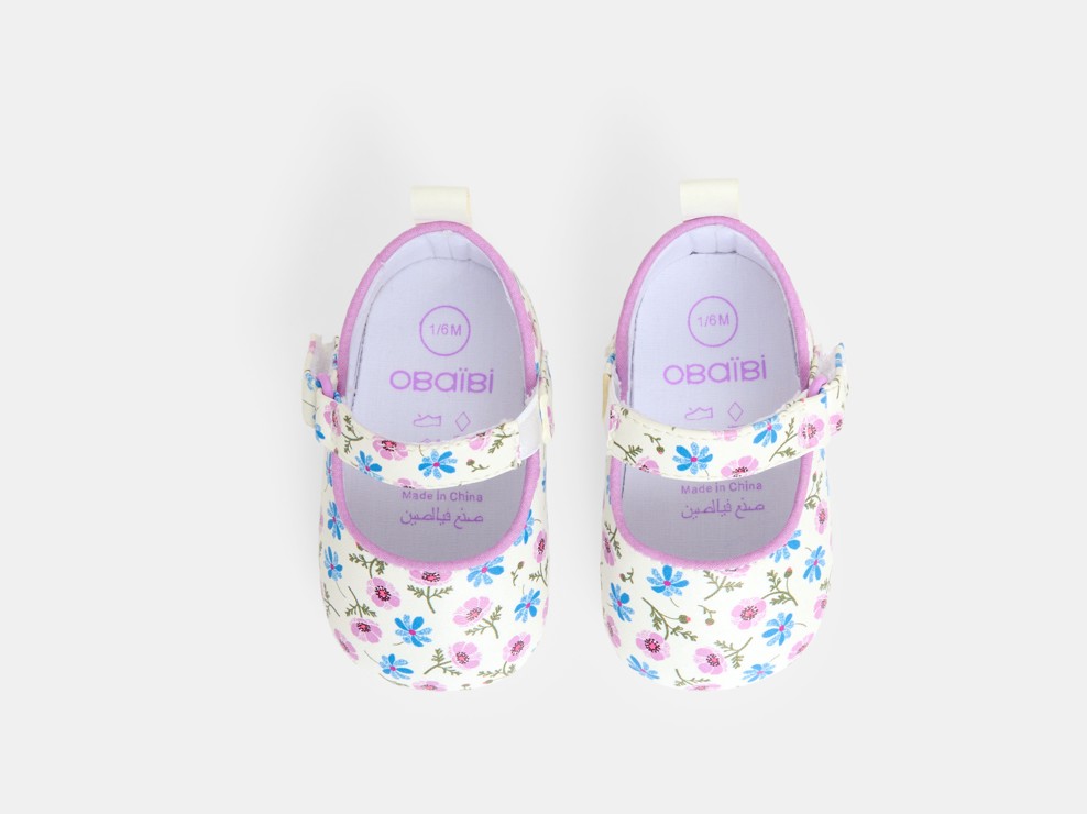 Ballerines en coton fleuri bébé fille 2