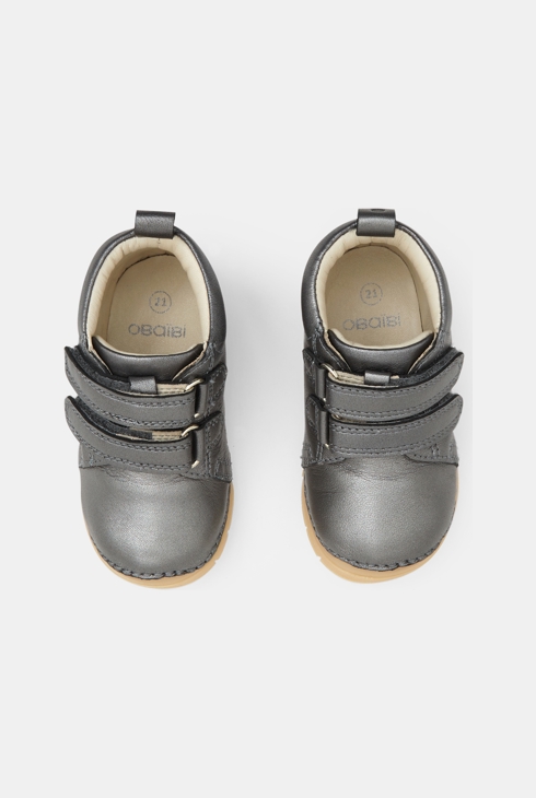 Bottines premiers pas gris irisé bébé fille