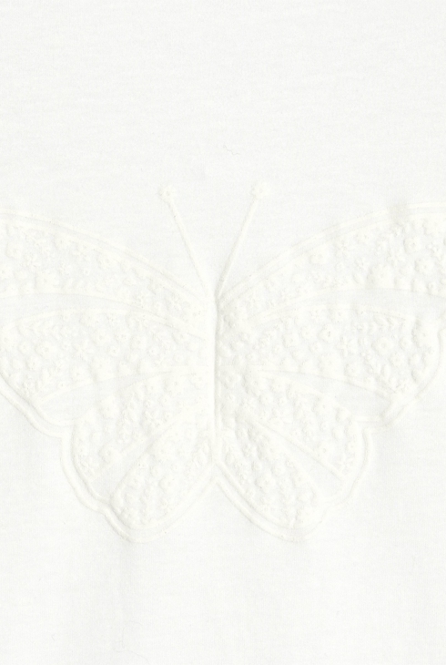 T-shirt manches longues motif papillon blanc Fille