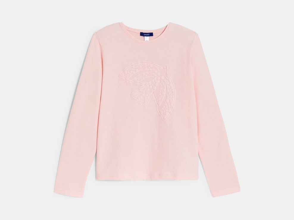T-shirt manches longues motif oiseau  rose Fille 1