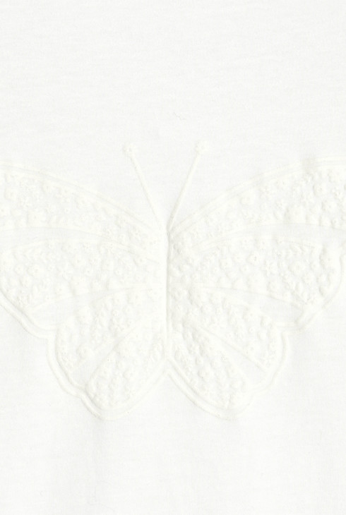 Girl's white long-sleeve T-shirt with butterfly motif 2