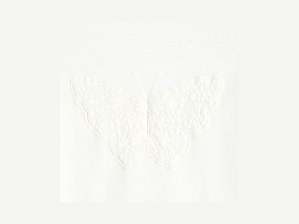 Wit t-shirt met lange mouwen en vlindermotief voor meisjes 2