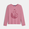 T-shirt manches longues motif renard vieux rose Fille