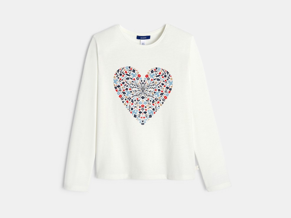 Camiseta motivo corazón blanca niña 1