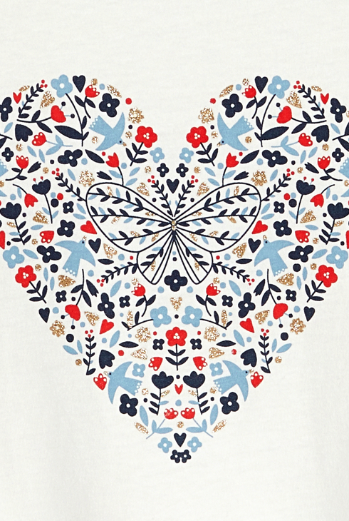 Weißes T-Shirt mit Herzmotiv Mädchen