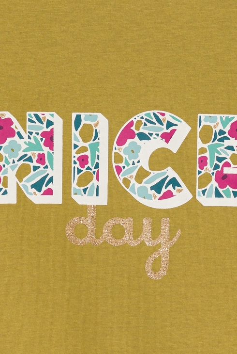 T-shirt à message jaune curry Fille 2