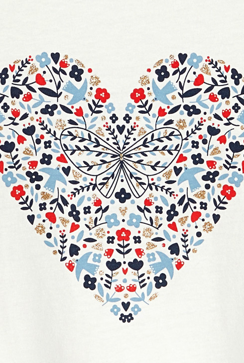 T-shirt motif cœur blanc Fille 2