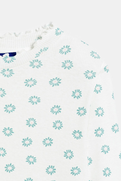 T-shirt imprimé côtelé blanc Fille