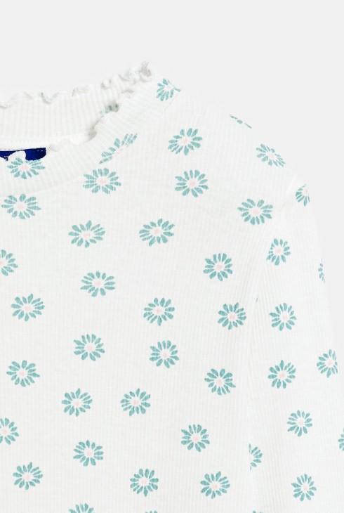 T-shirt imprimé côtelé blanc Fille 2