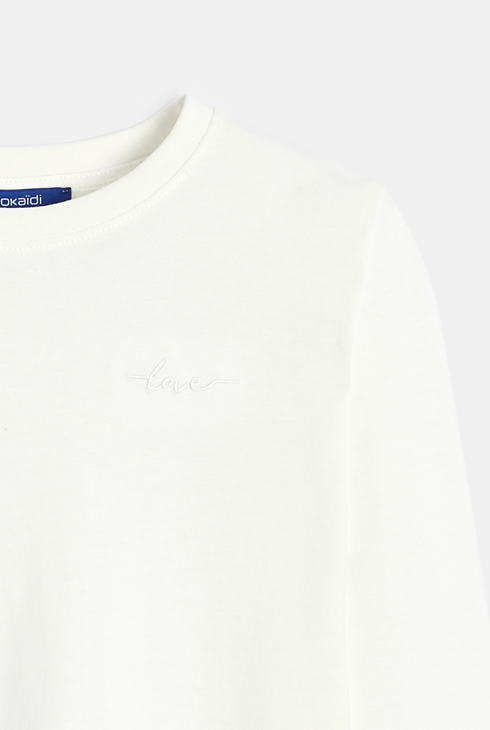 Einfarbiges weißes T-Shirt mit „love”-Stickerei Mädchen