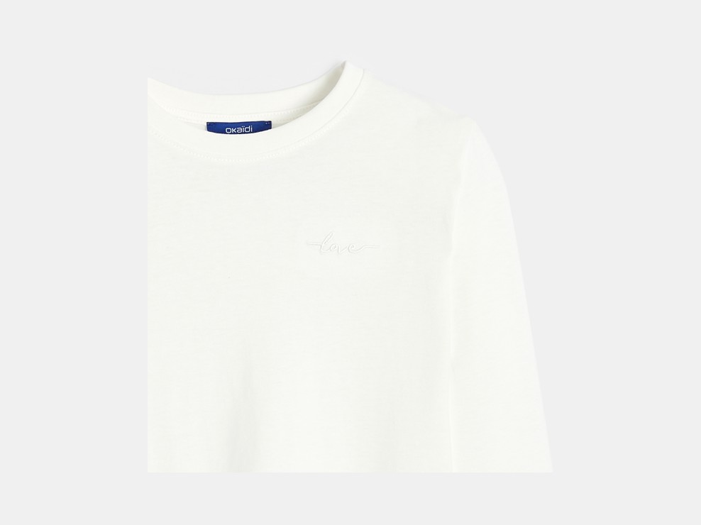 Einfarbiges weißes T-Shirt mit „love”-Stickerei Mädchen 2