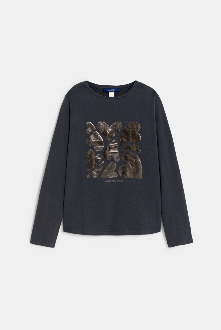 T-shirt à motif irisé gris anthracite Fille 1