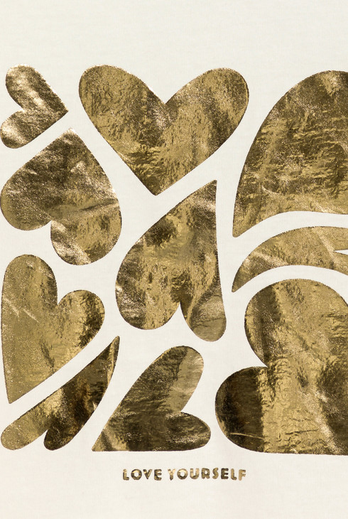 Girl's sparkly ecru T-shirt with motif 2