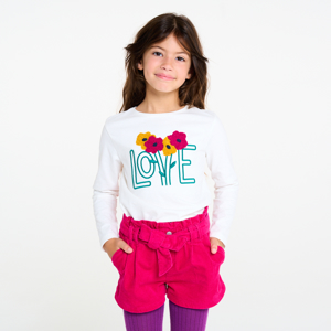 Girl's white heart motif T-shirt 1