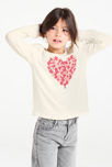 T-shirt motif cœur écru Fille 1