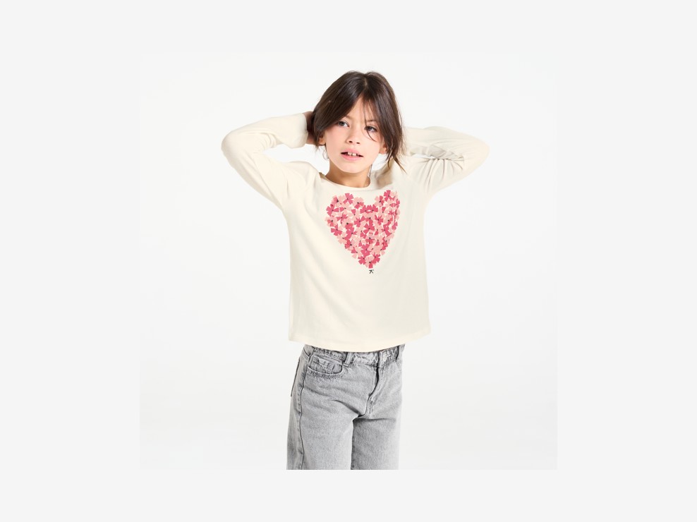 T-shirt motif cœur écru Fille 1