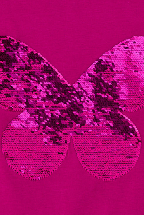 Girl's pink magic sequin butterfly T-shirt 2