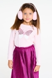 T-shirt papillon à sequins rose pastel Fille 1