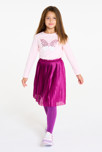 T-shirt papillon à sequins rose pastel Fille 4