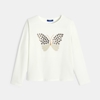 T-shirt papillon à sequins blanc Fille