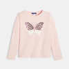 T-shirt papillon à sequins rose pastel Fille