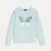 T-shirt papillon à sequins bleu Fille