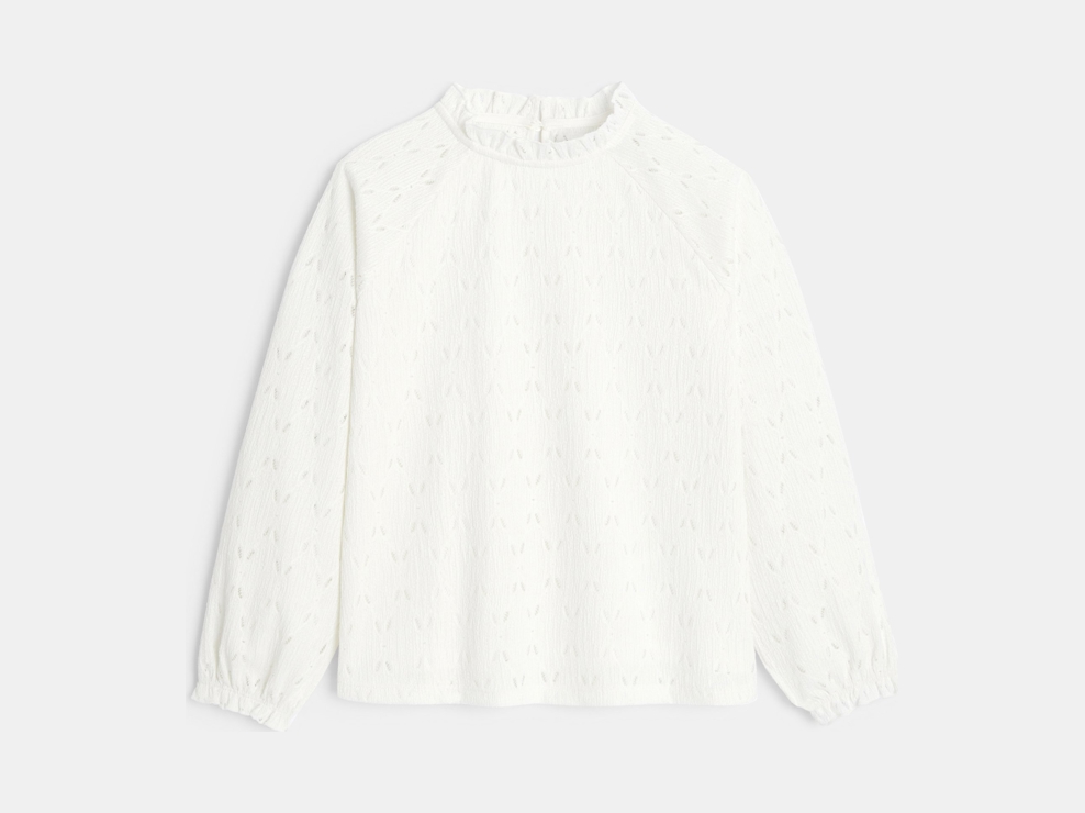 Wit bloesje met kanteffect voor meisjes 1