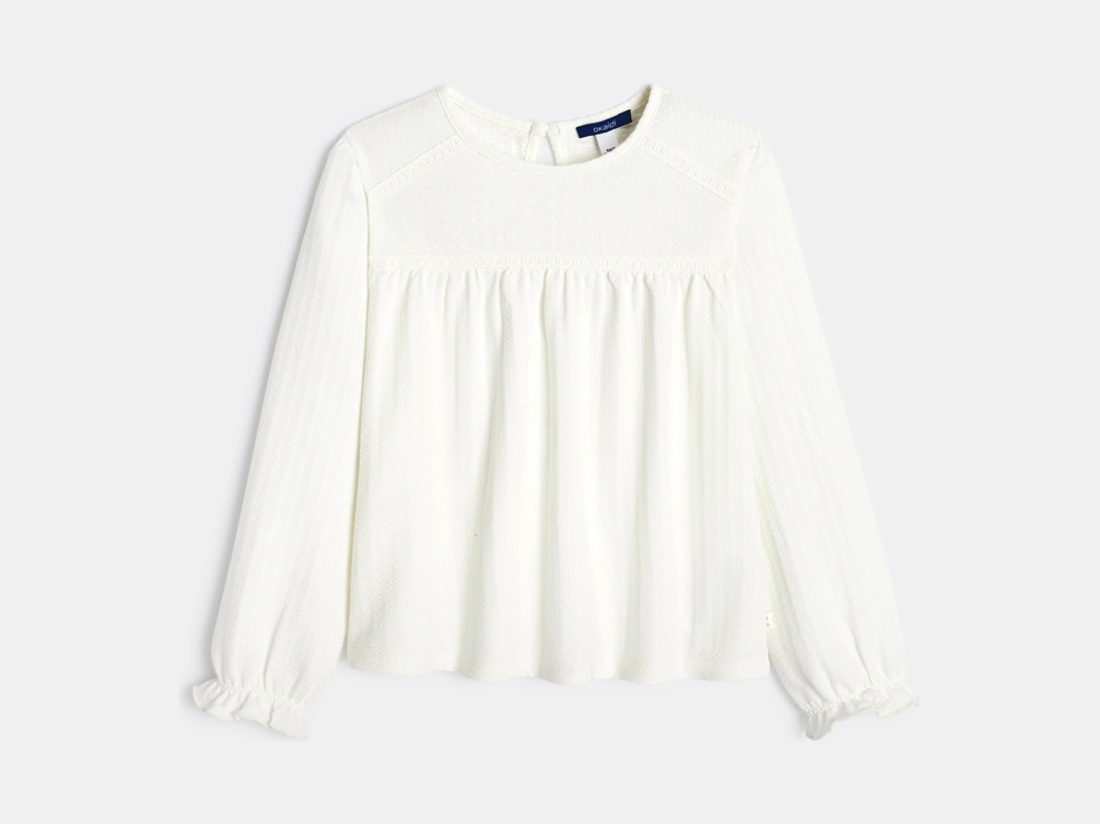 Blouse en jersey fantaisie blanc Fille 1