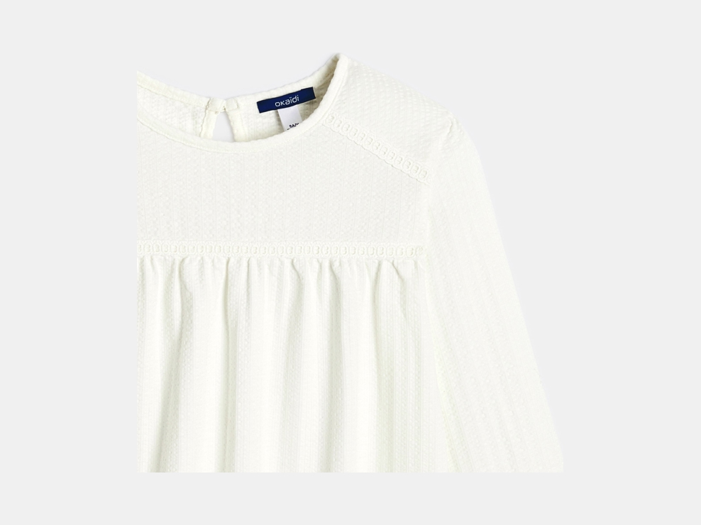 Blouse en jersey fantaisie blanc Fille 2