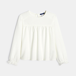 Blouse en jersey fantaisie blanc Fille 1