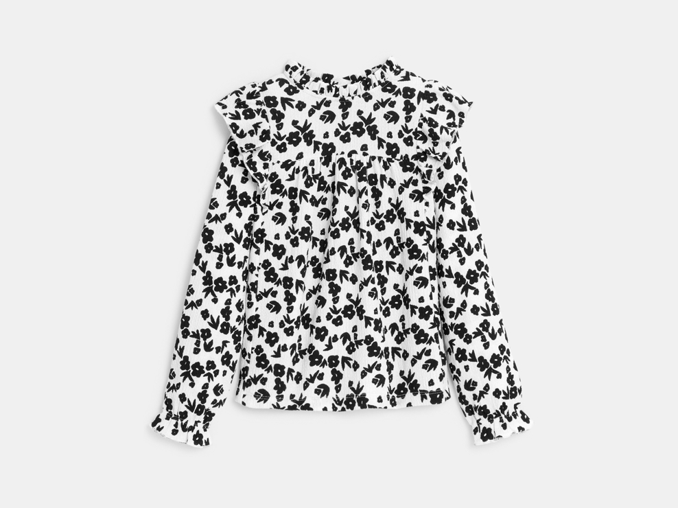 Blouse volantée imprimée noir Fille 1