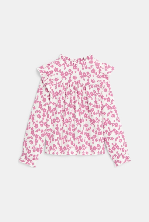 Blouse volantée imprimée rose Fille