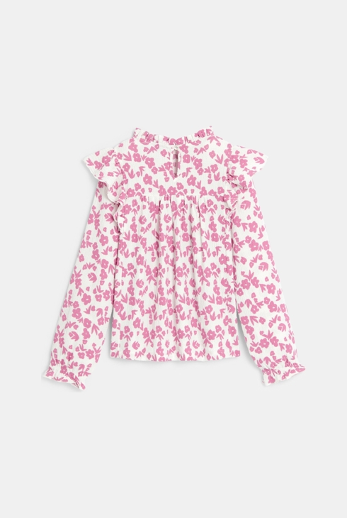 Blouse volantée imprimée rose Fille