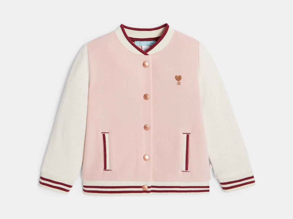 Gilet teddy chien rose bébé fille 1