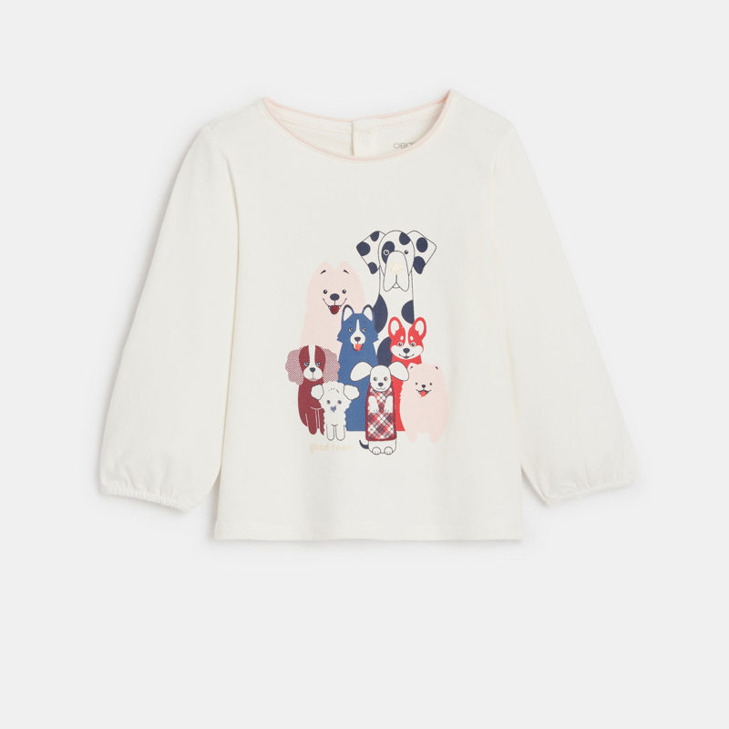 Weißes T-Shirt mit Hunden Kleinkind Mädchen