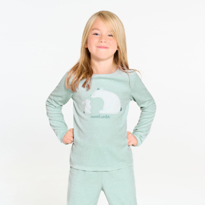 Pyjama 2 pièces en velours vert Fille 1