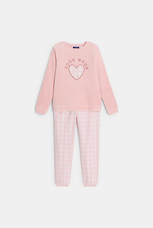 Pyjama 2 pièces motif cœur rose pastel Fille