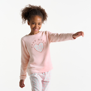 Pyjama 2 pièces motif cœur rose pastel Fille 1