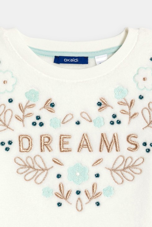 Pyjama 2 pièces à message écru Fille 2