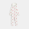 Combi-pyjama en polaire motif cœur blanc Fille