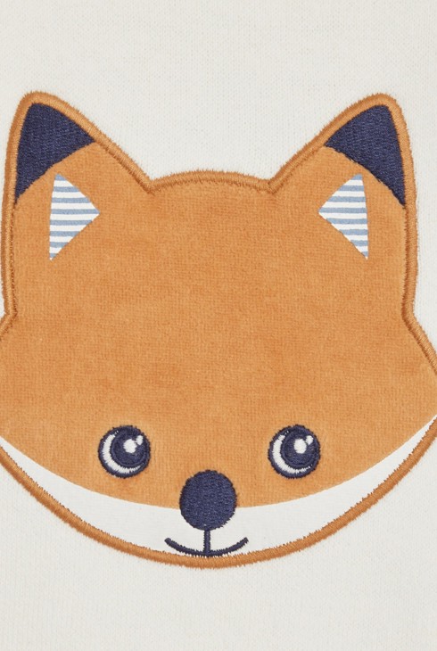 Pull maille tricot renard brodé marron bébé garçon 2